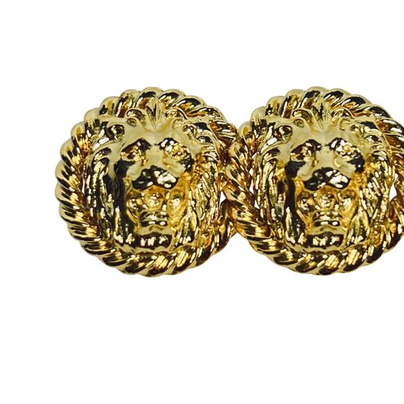 Vintage Anne Klein Gold Tone Triple Lion Head Brooch Unsigned (6078) - Picture 2 of 5